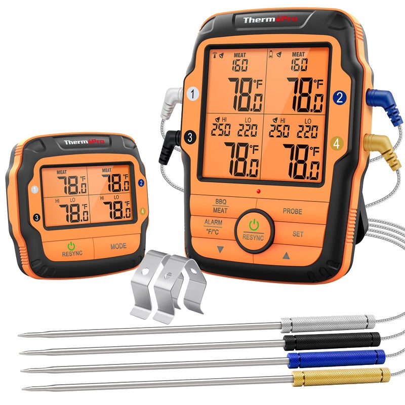 ThermoPro TP27 500FT Long Range Wireless Meat Thermometer for Grilling and Smoking with 4 Probes Smoker BBQ Grill Kitchen Food Cooking Digital Thermometer for Meat - Image 1